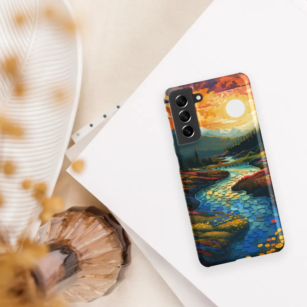 Serenity in Sunset: A Winding River's Embrace | Phone Case |  S21 | Snap Case | Matte