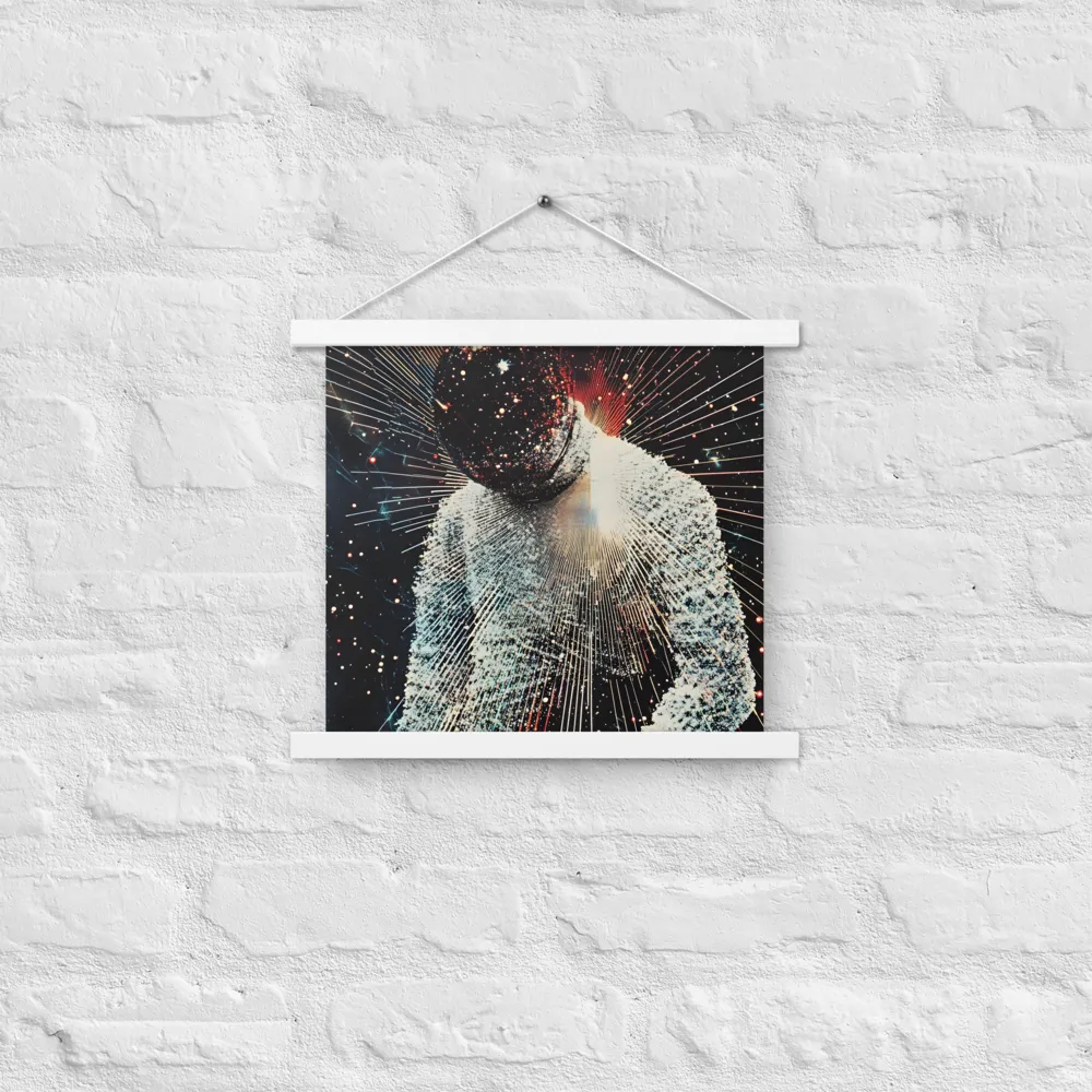 Ethereal Astronaut: A Journey Through the Cosmos | Poster With White Wood Hanger | 14″×14″