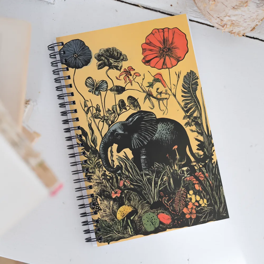 Floral Majesty: The Elephant's Sanctuary | Spiral Notebook