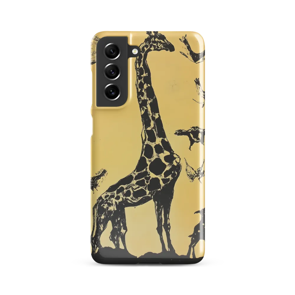 Whimsical Harmony of Giraffe and Birds