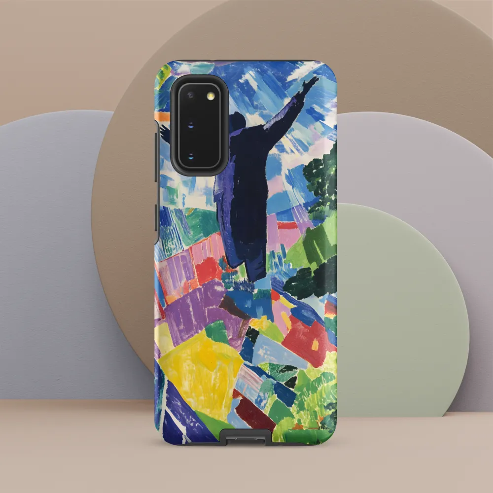 Elysium: A Soaring Figure Amidst Colorful Landscapes | Phone Case |  S20 | Tough Case | Matte