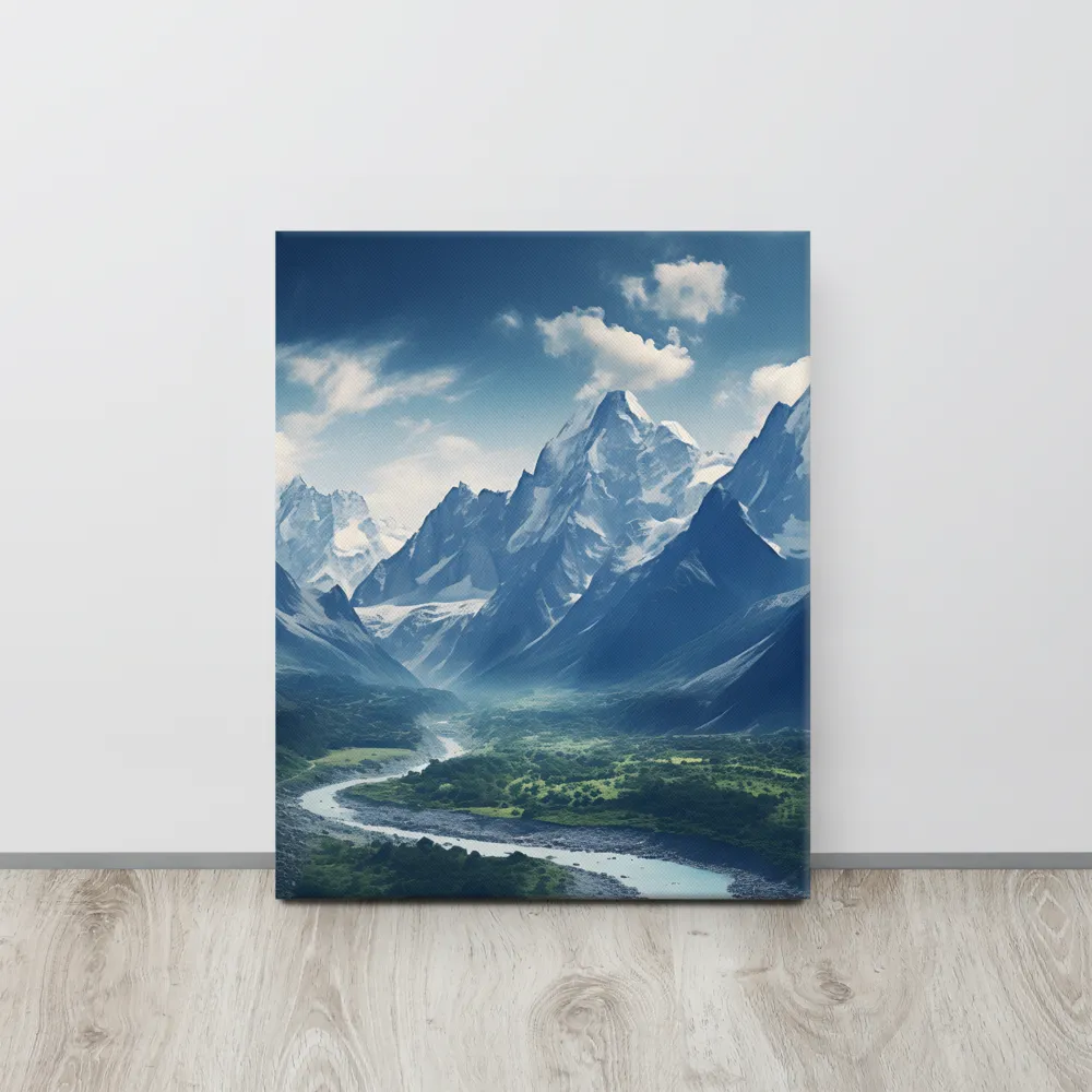Majestic Serenity: A Landscape of Mountains and Rivers | Canvas | 16″×20″