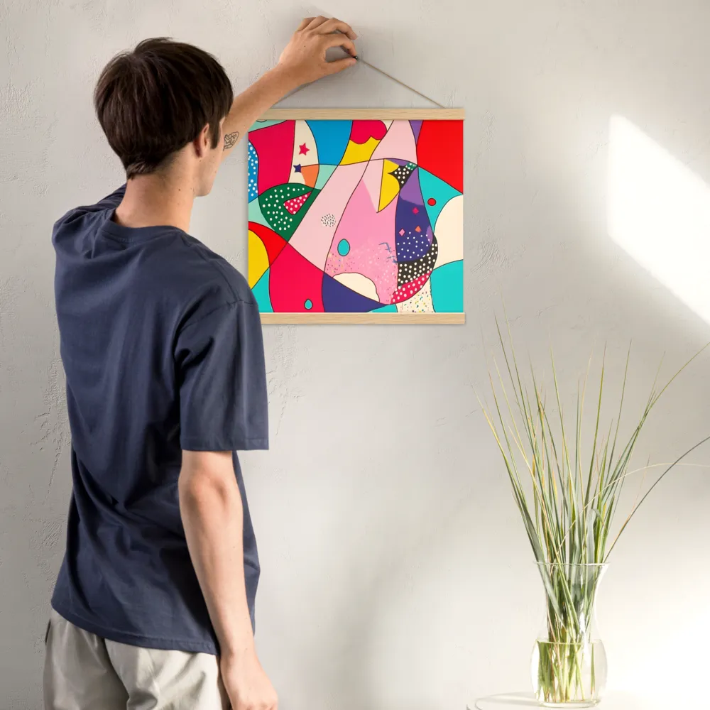 Playful Geometry in Color | Poster With Oak Wood Hanger | 16″×16″