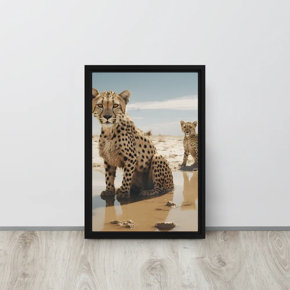 Silent Watchers of the Savanna | Canvas with Black Frame | 12″×18″