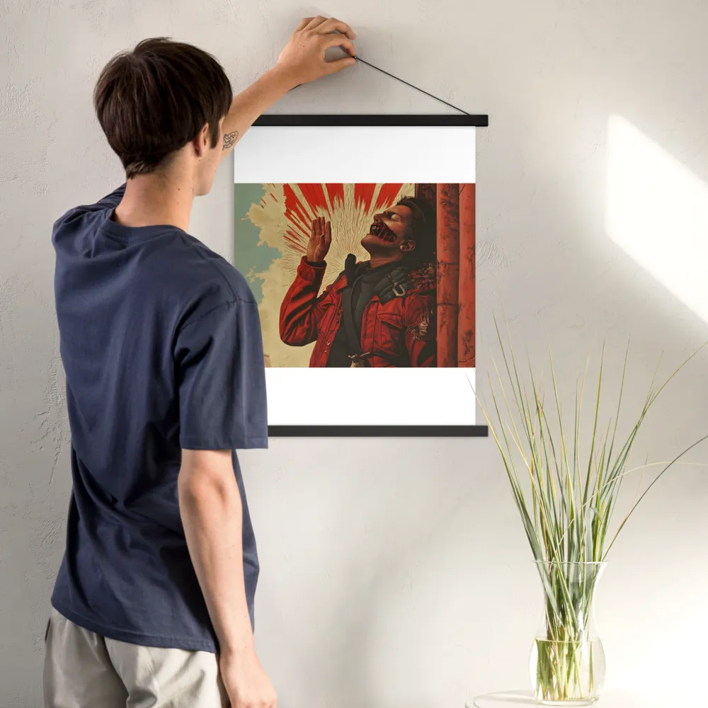 Defiant Echoes of Ruin | Poster With Black Wood Hanger | 18″×24″