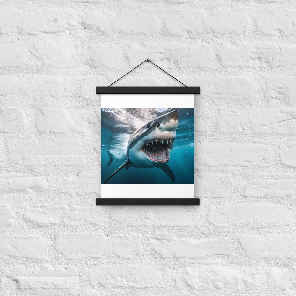 Majesty of the Ocean: The Great White Shark | Poster With Black Wood Hanger | 11″×14″