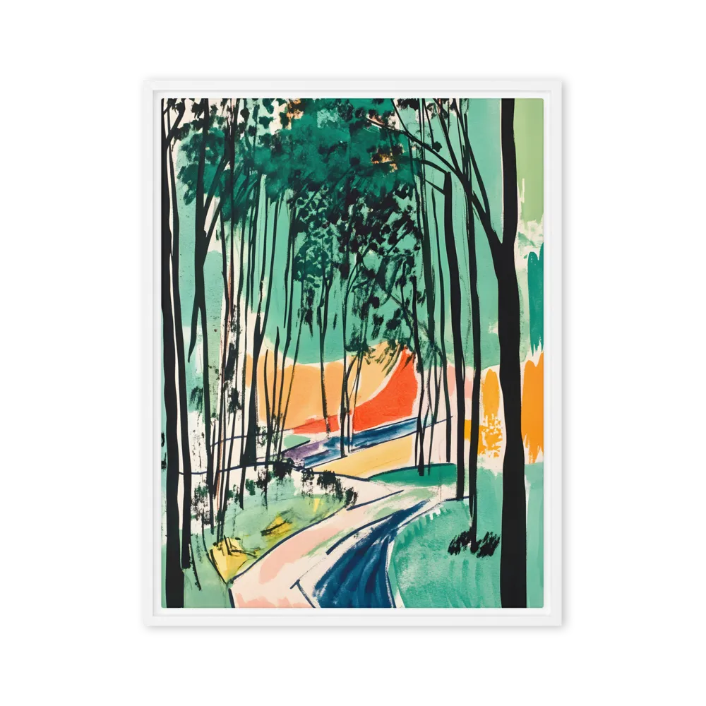 Winding Path Through the Forest | Canvas with White Frame | 24″×32″