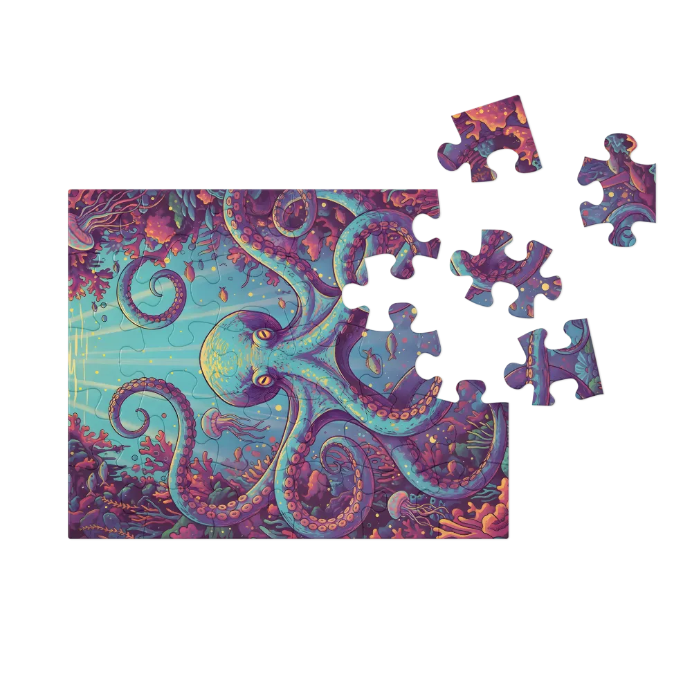 Turquoise Octopus 
 Jigsaw Puzzle in Tin Box