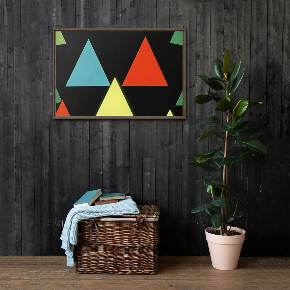 Geometric Harmony in Color | Canvas with Brown Frame | 24″×36″
