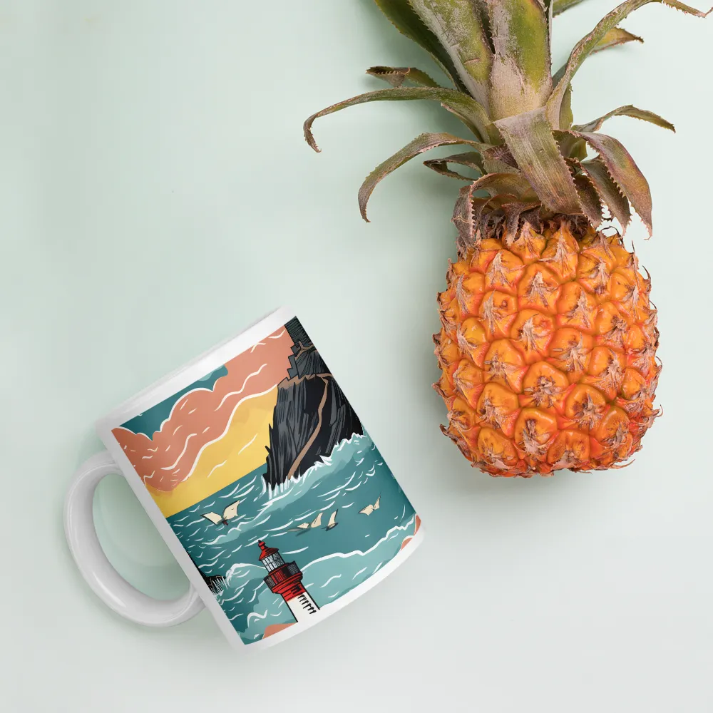 Lighthouses in a Whimsical Ocean | Mugs | Multiple Sizes & Colors