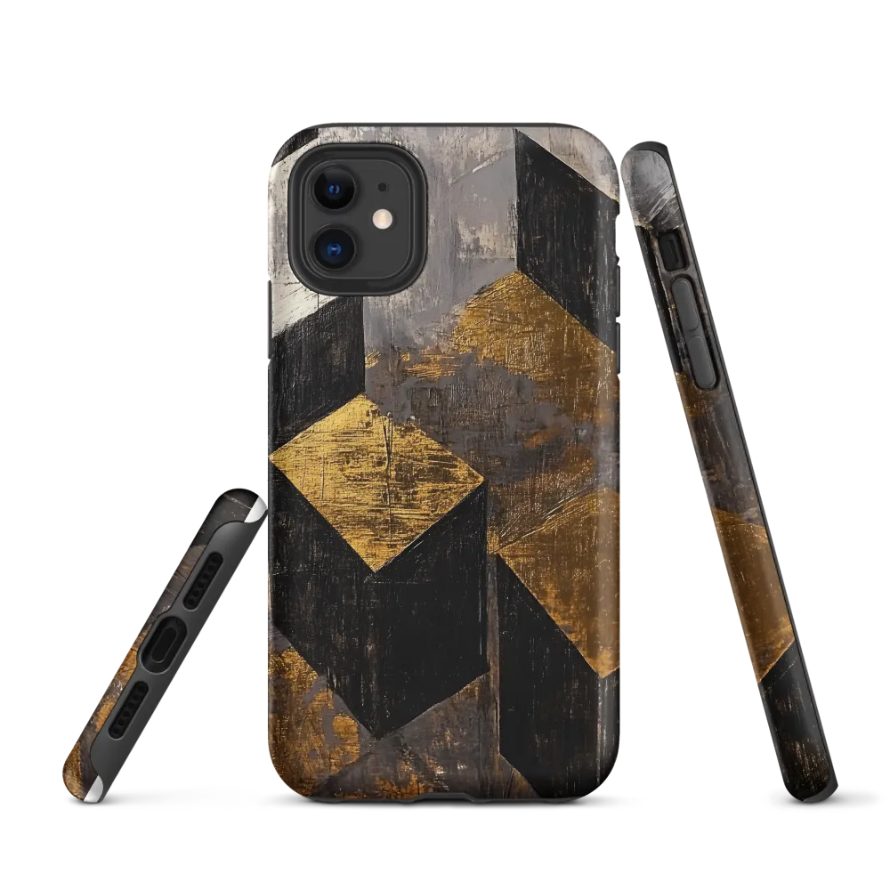Geometric Harmony in Gold and Black | Phone Case |  11 | Tough Case | Matte