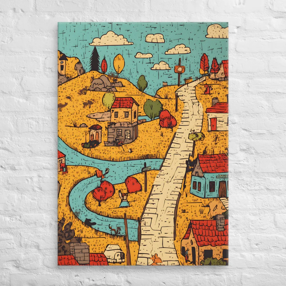 Whimsical Village Landscape | Canvas | 28″×40″