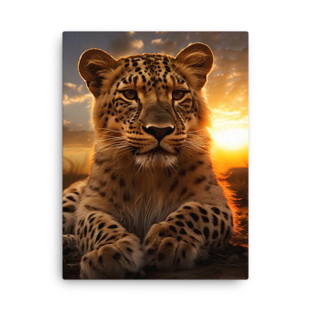 Regal Presence: The Leopard at Sunset | Thin Canvas | 24″×32″