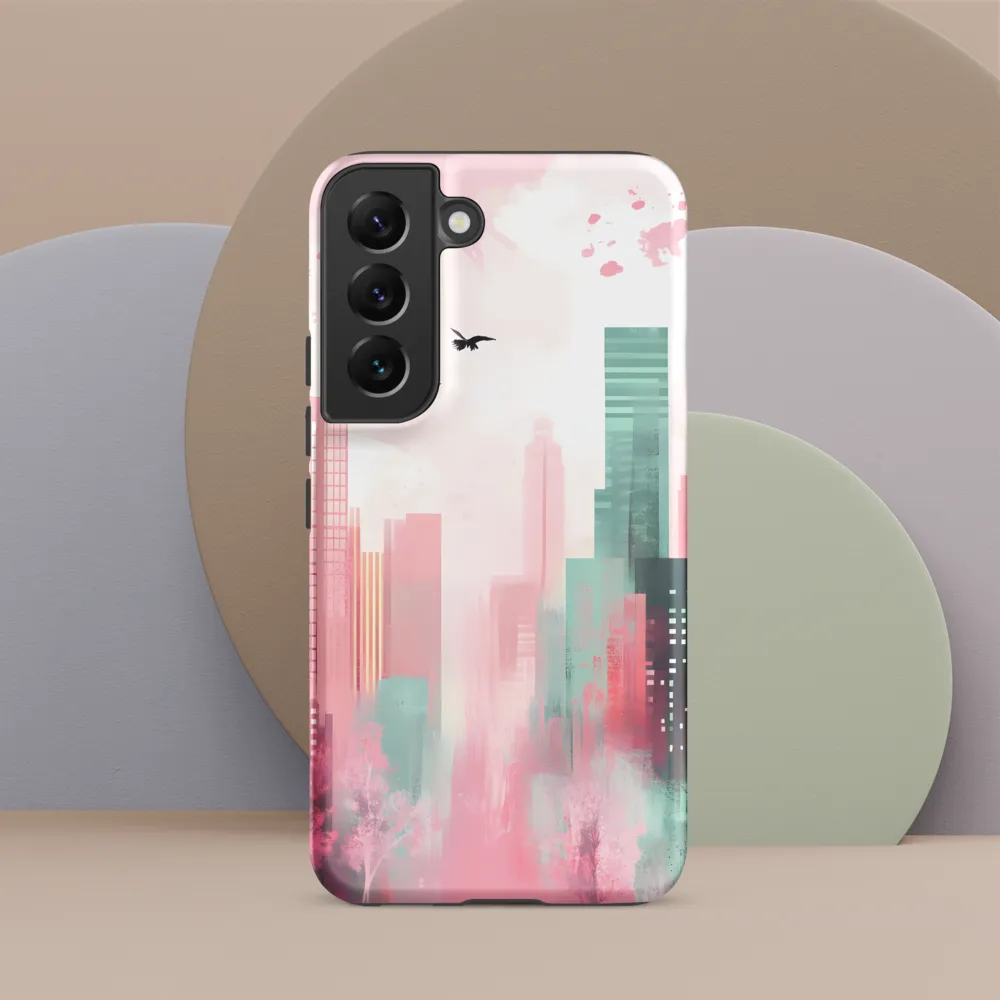 Dreamy Cityscape in Pink and Cyan