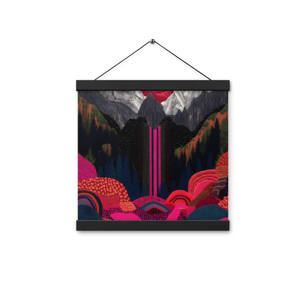 Ethereal Cascade: A Surreal Landscape | Poster With Black Wood Hanger | 12″×12″