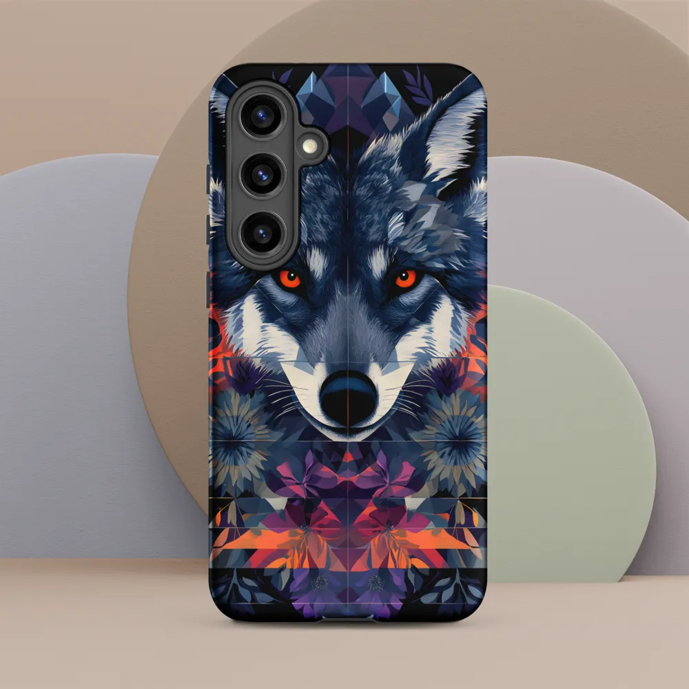 Mystical Wolf Amidst Floral Geometry