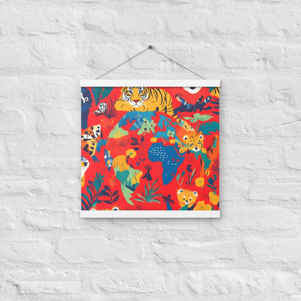 Wild Wonders of the Globe | Poster With White Wood Hanger | 16″×16″
