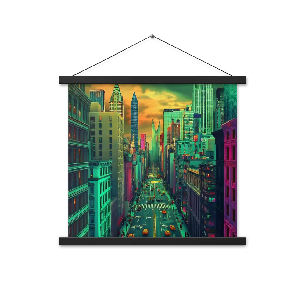Urban Surrealism: Neon Dreams | Poster With Black Wood Hanger | 18″×18″