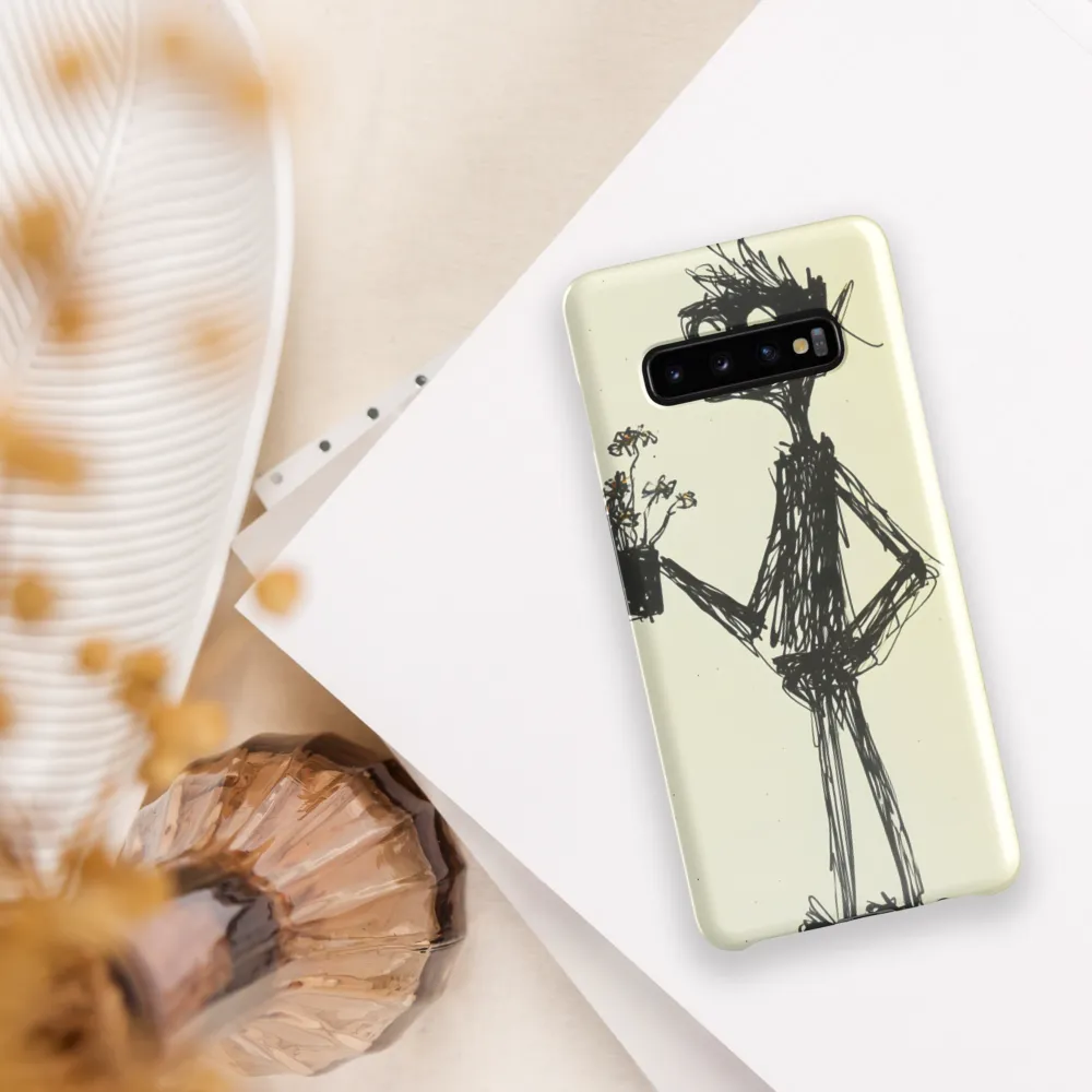 Whimsical Figure with Flowers | Phone Case |  S10 Plus | Snap Case | Glossy