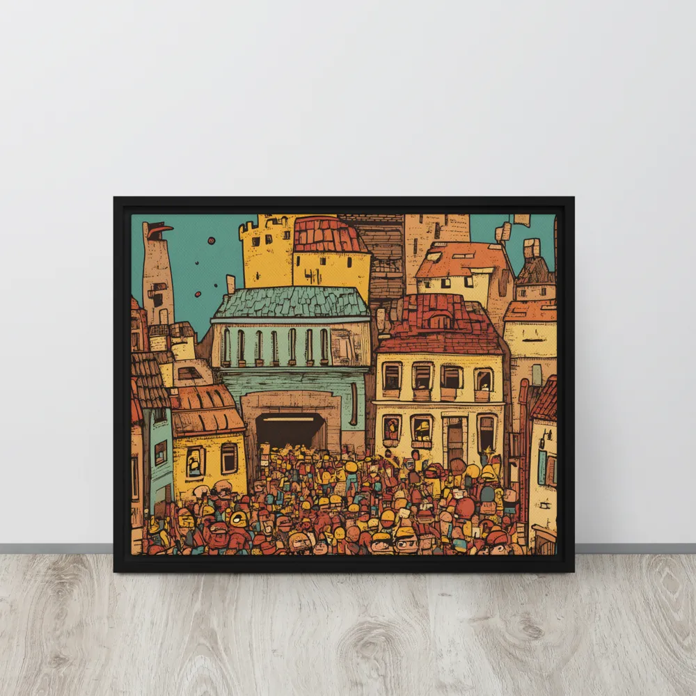 The Quirky City Gathering | Canvas with Black Frame | 16″×20″