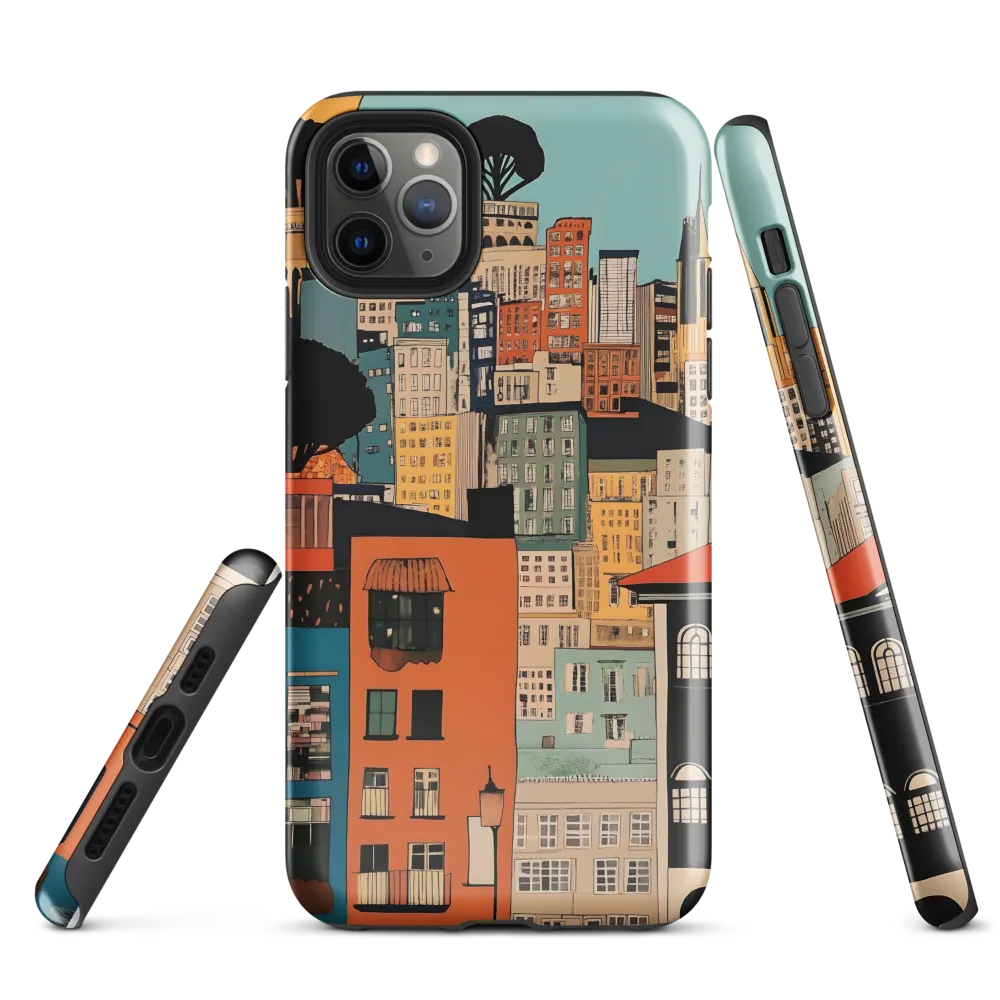 Urban Fusion: A Colorful Cityscape | Phone Case |  11 Pro Max | Tough Case | Glossy