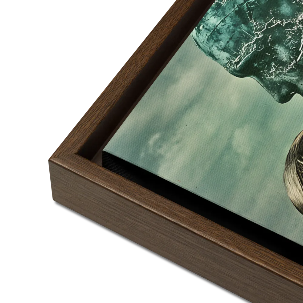 Ethereal Reflections: Identity in a Fragmented World | Canvas with Brown Frame | 16″×20″