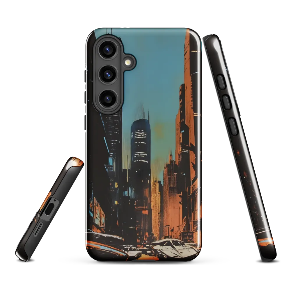 Futuristic Cityscape in Blue and Orange