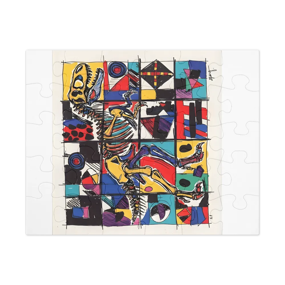 Patchwork T. rex 
 Jigsaw Puzzle in Tin Box