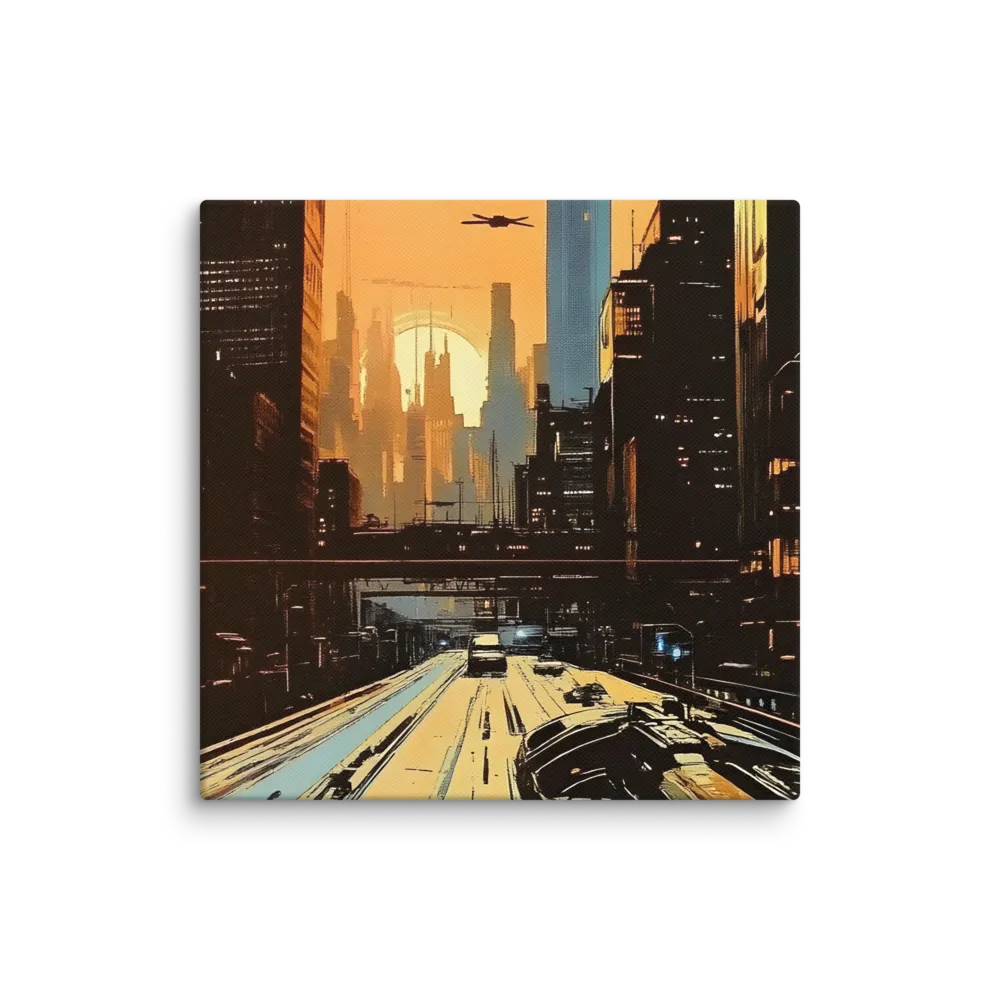 Metro Nexus: A Futuristic Cityscape | Canvas | 6″×6″