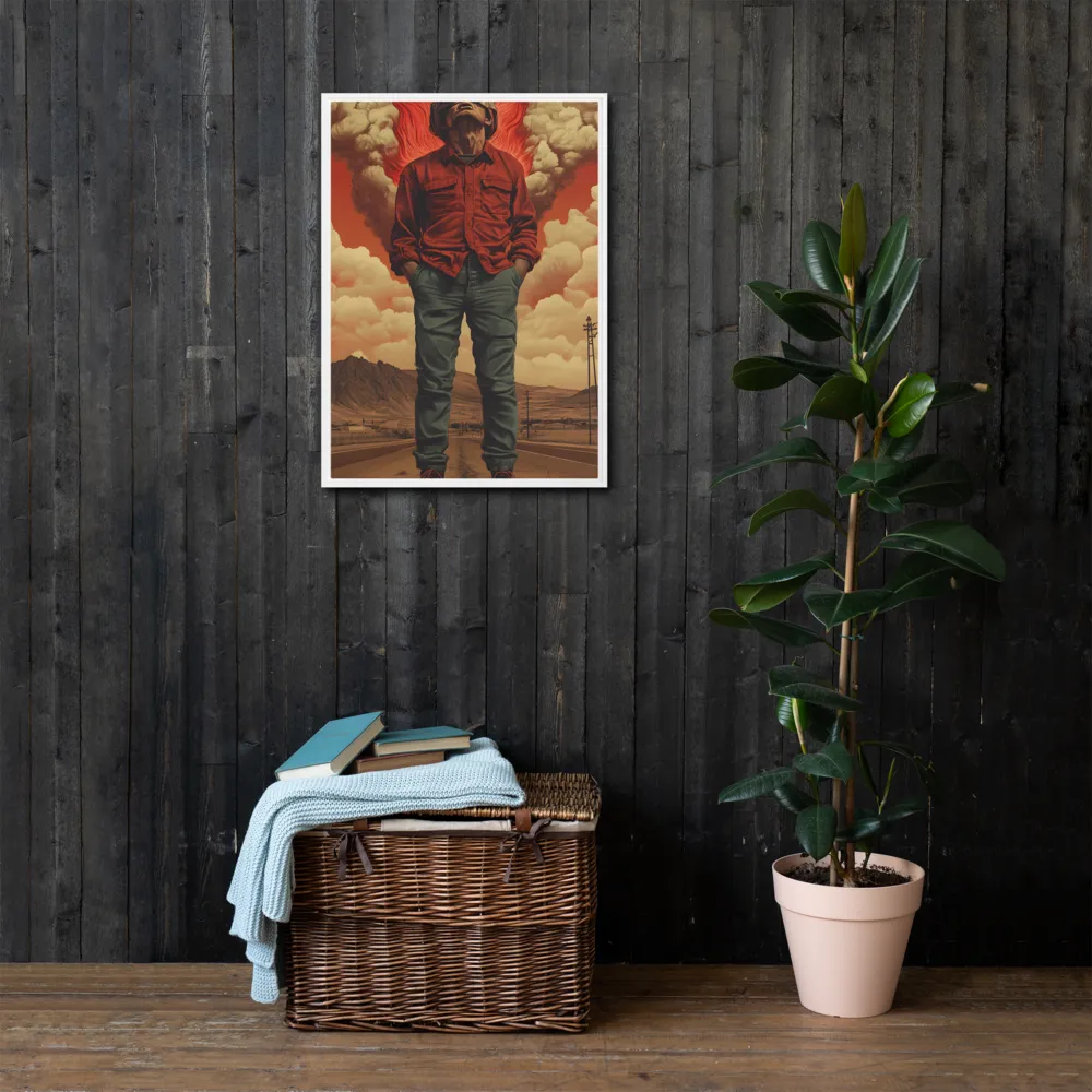 Defiant Spirit in a Surreal Landscape | Canvas with White Frame | 20″×28″