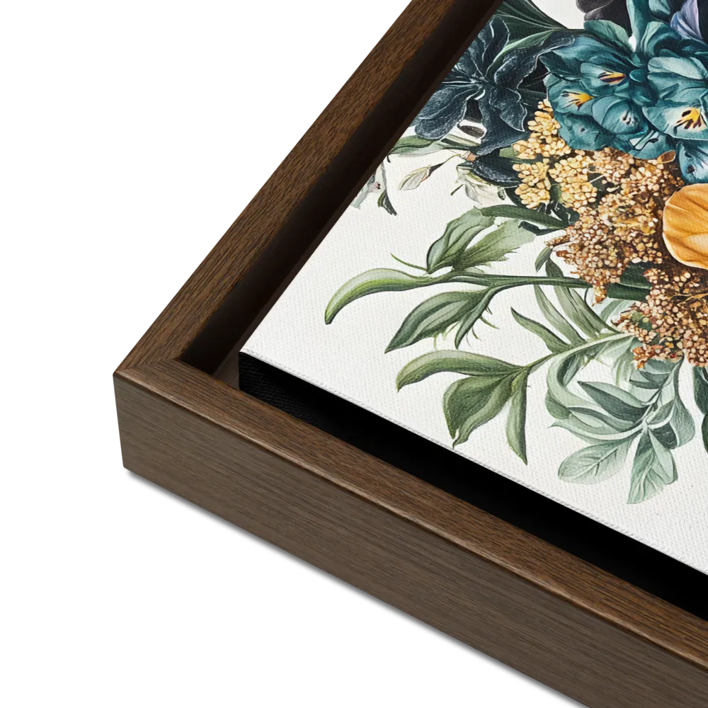 Floral Symphony | Canvas with Brown Frame | 16″×16″