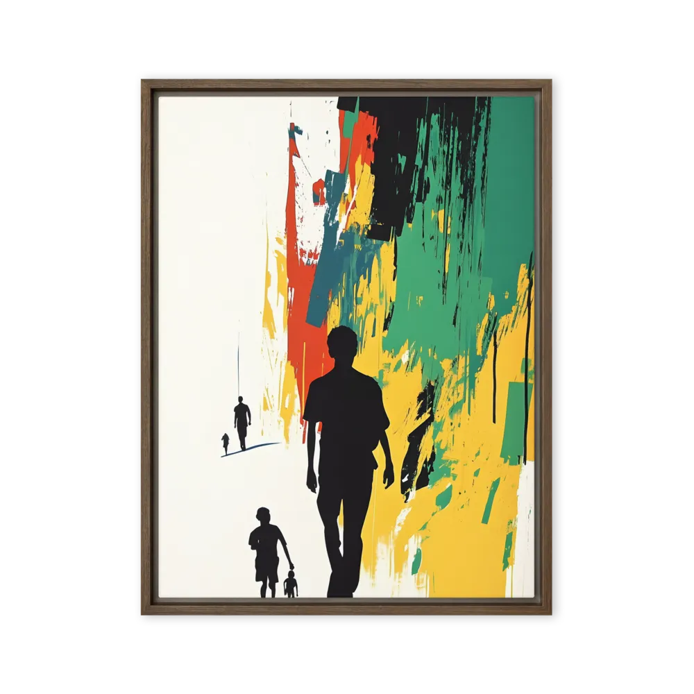 Journey of Silhouettes | Canvas with Brown Frame | 24″×32″