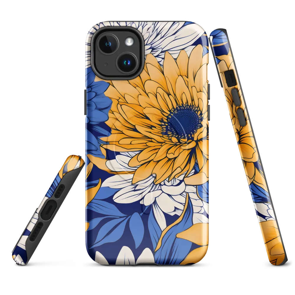 Floral Harmony in Blue and Yellow