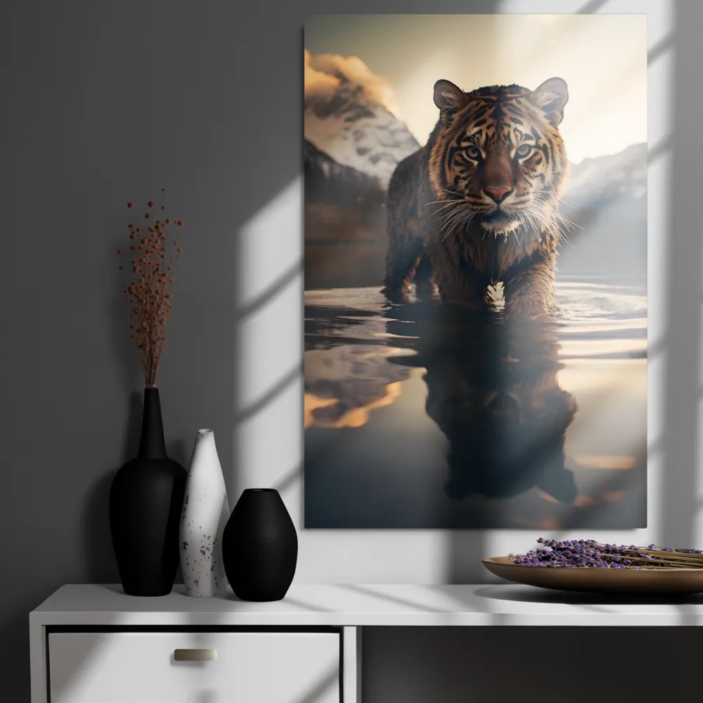 Majestic Reflection: The Tiger's Domain | Metal Print | 24″×36″