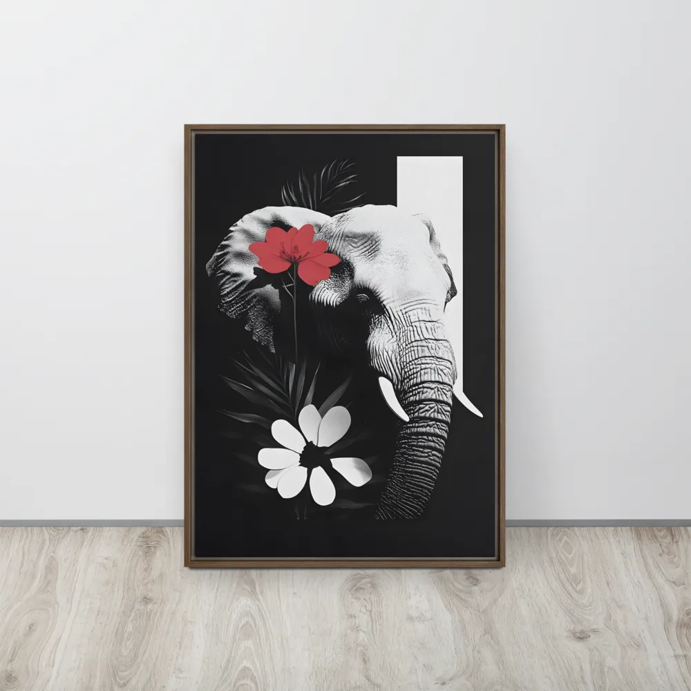 Elephant Harmony | Canvas with Brown Frame | 20″×28″