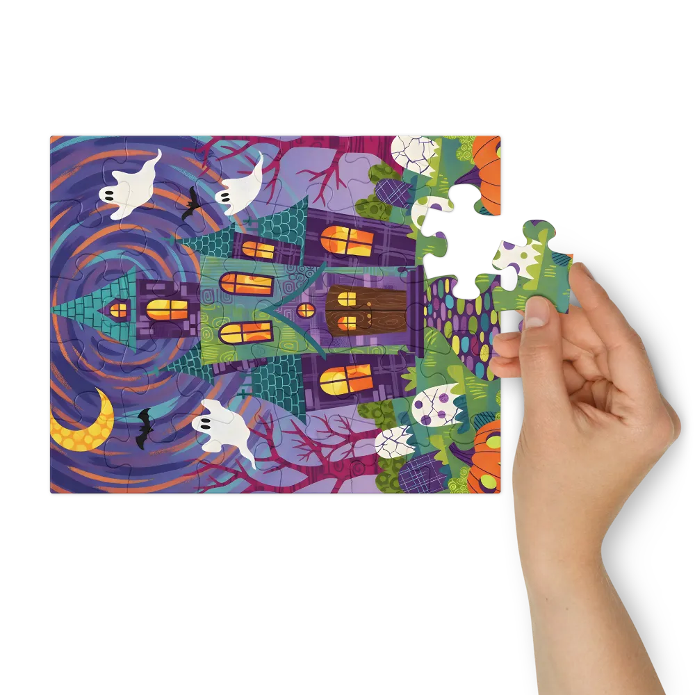 Halloween Haunted House 
 Jigsaw Puzzle in Tin Box
