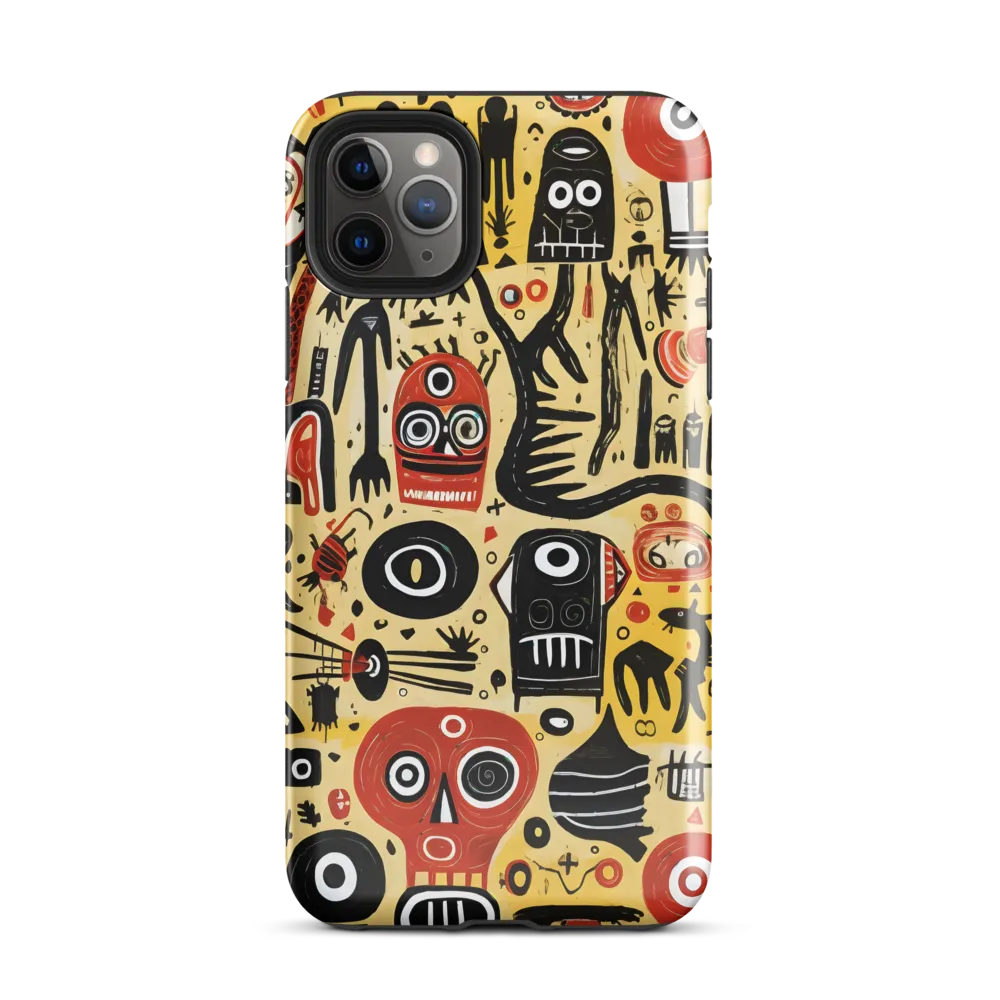 Abstract Encounters: A Dance of Faces and Symbols | Phone Case |  11 Pro Max | Tough Case | Glossy