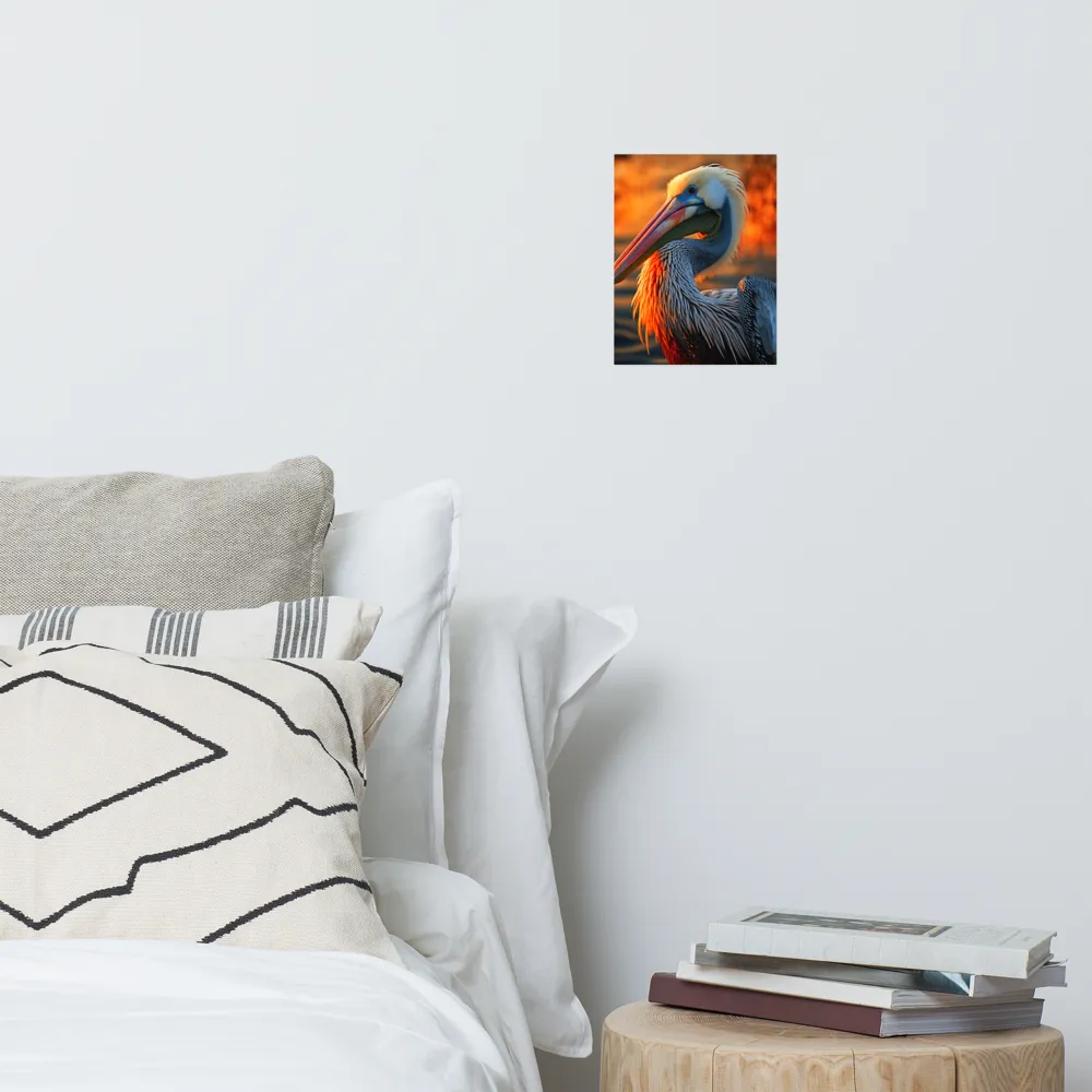 Elegance of the Pelican at Sunset | Poster | 8″×10″