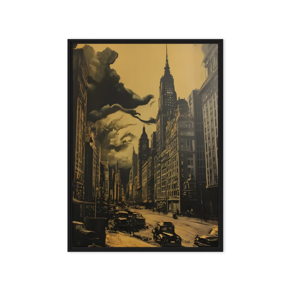 Echoes of a Forgotten Skyline | Canvas with Black Frame | 20″×28″