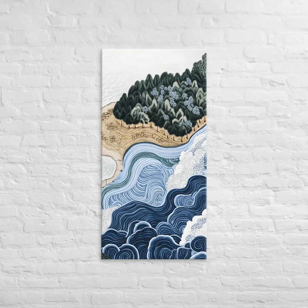 Oceanic Harmony: A Tranquil Landscape | Canvas | 24″×48″