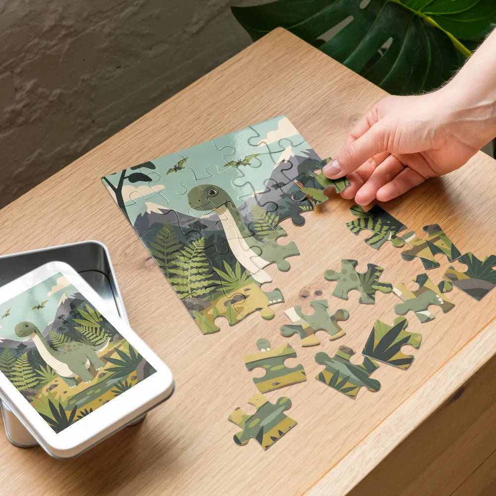 Gentle Brontosaurus 
 Jigsaw Puzzle in Tin Box