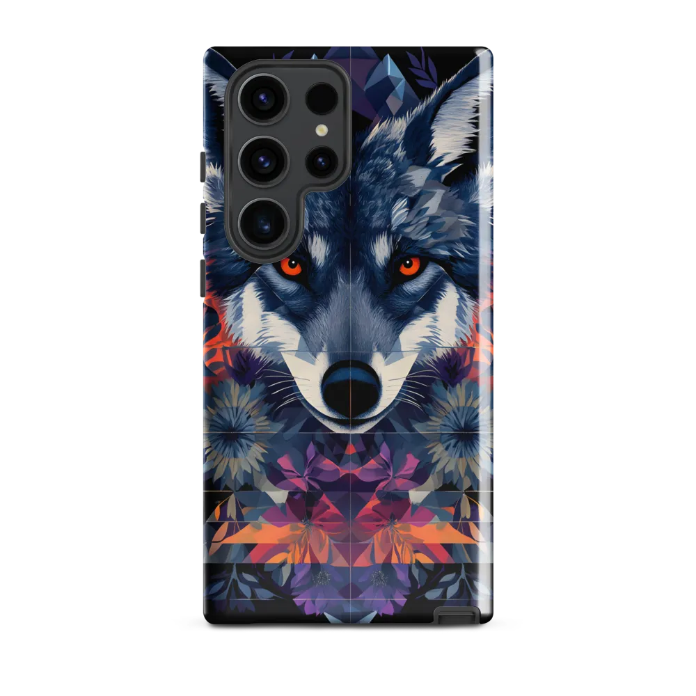 Mystical Wolf Amidst Floral Geometry