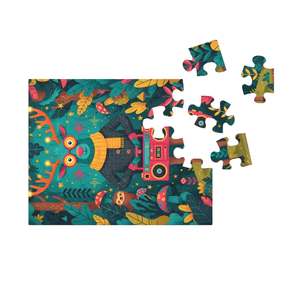 Boombox Deer 
 Jigsaw Puzzle in Tin Box