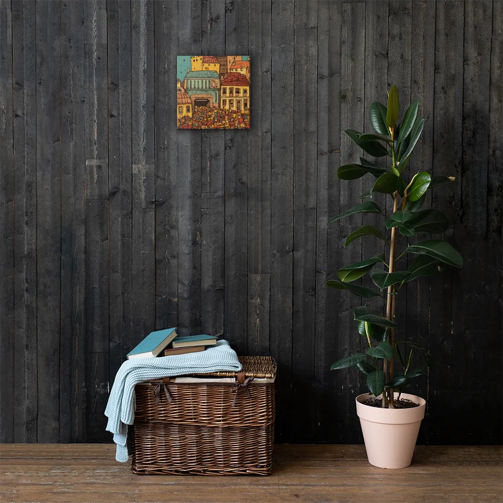 The Quirky City Gathering | Canvas | 12″×12″