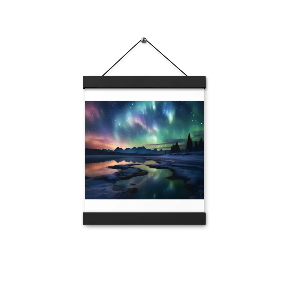 Ethereal Aurora: A Night Under the Stars | Poster With Black Wood Hanger | 8″×10″