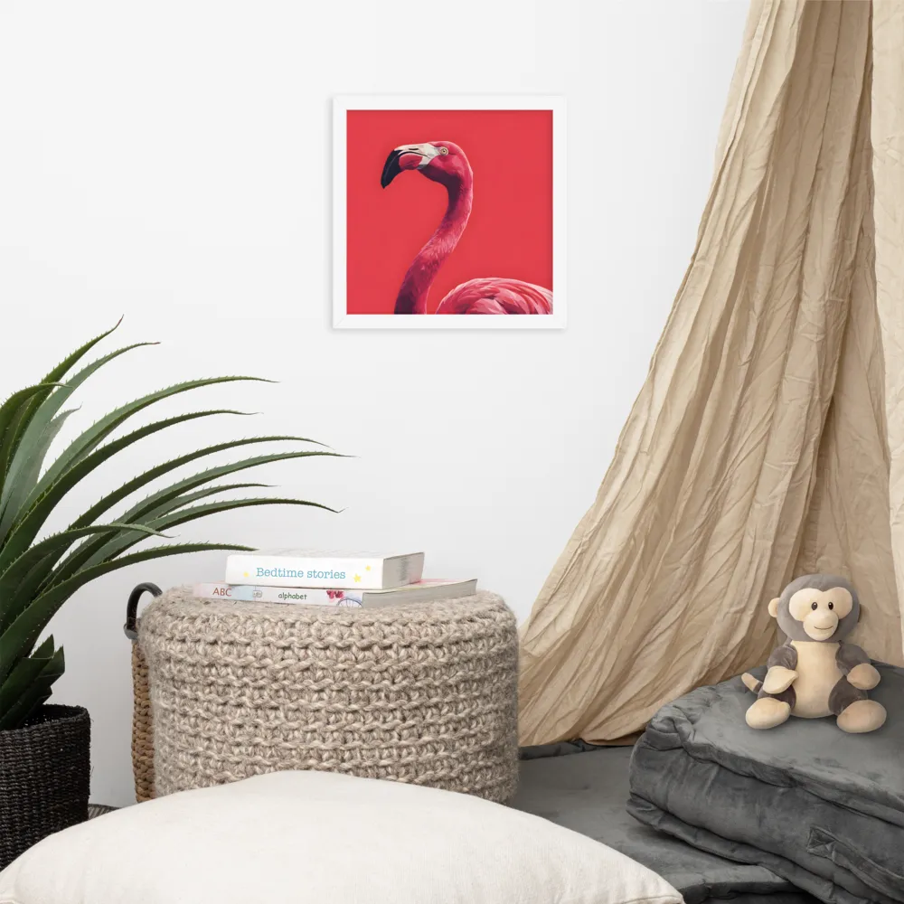 Crimson Flamingo 
 Poster with White Frame | 12″x 12″