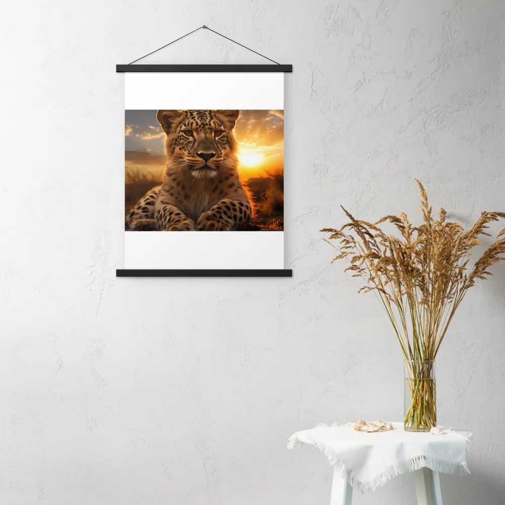 Regal Presence: The Leopard at Sunset | Poster With Black Wood Hanger | 18″×24″