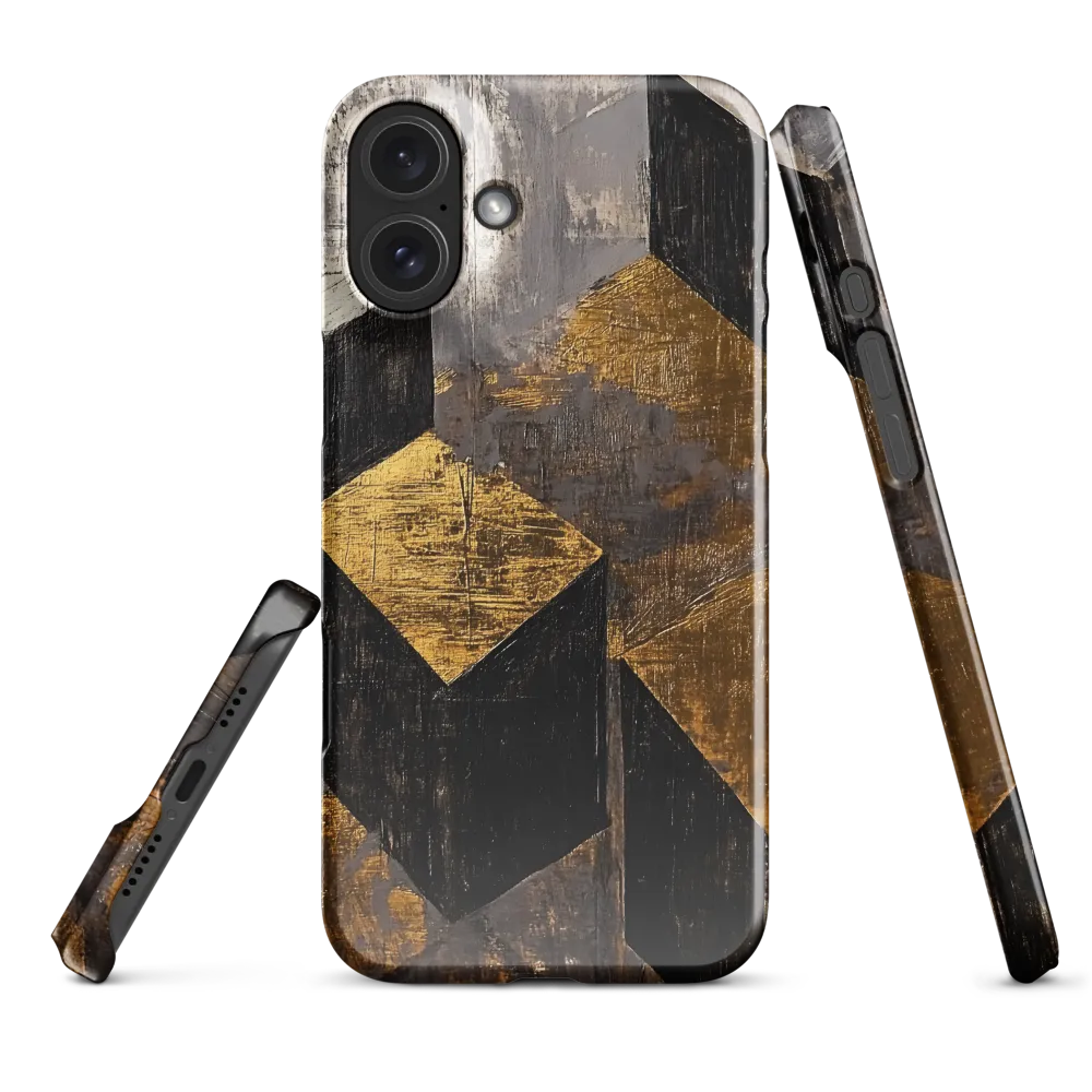 Geometric Harmony in Gold and Black | Phone Case |  16 Plus | Snap Case | Glossy
