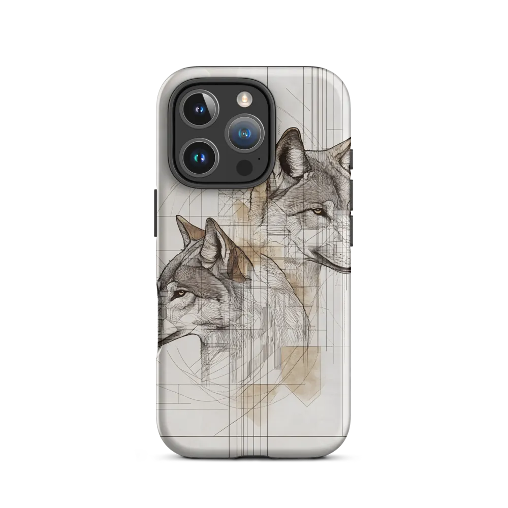 Geometric Harmony: The Essence of Wolves | Phone Case |  16 Pro | Tough Case | Matte