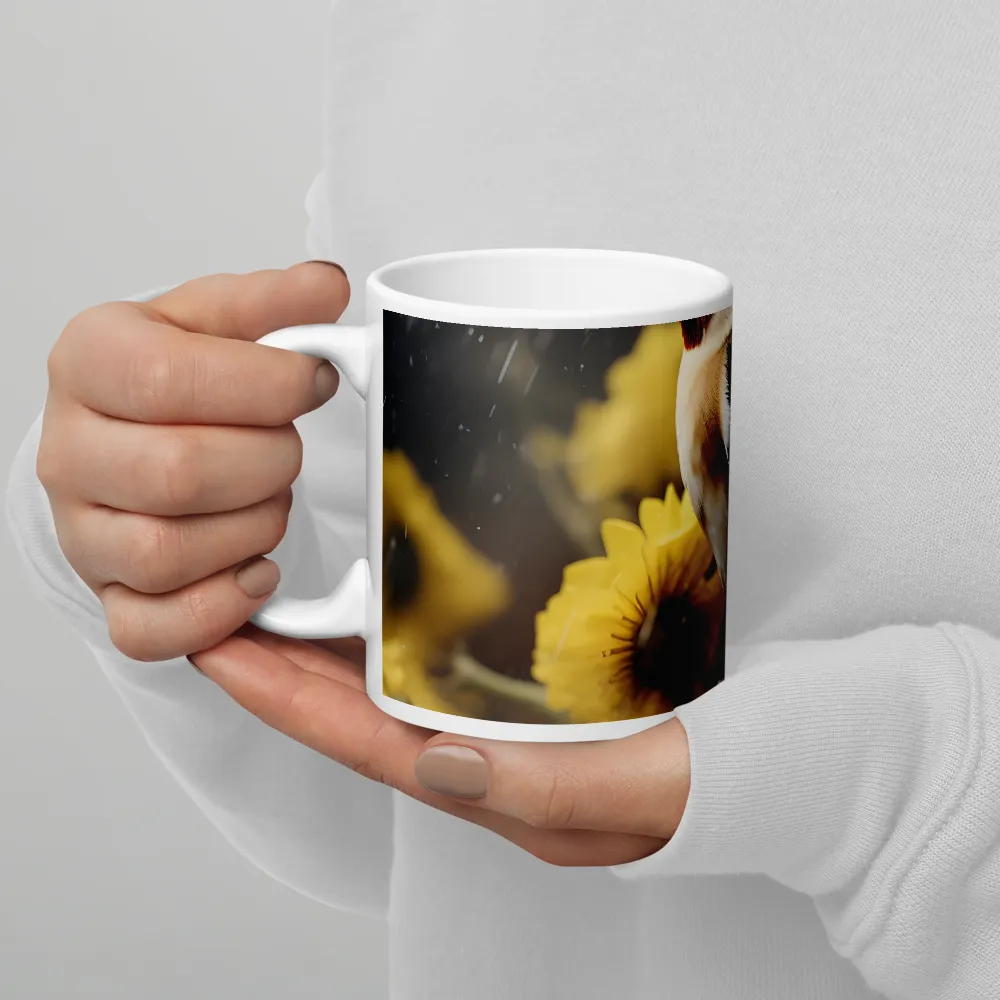 Harmony in Nature: A Goldfinch Amidst Blooms | Mug with White inside | 11 oz